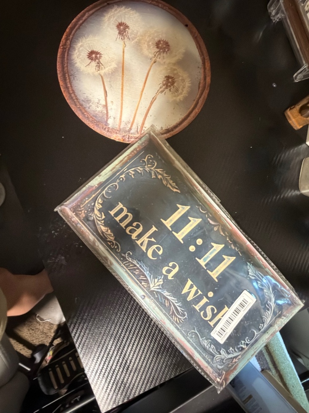2-Pc 11:11 Make a Wish & Dandelion Metal Tin Sign Set Rustic Wall Decor